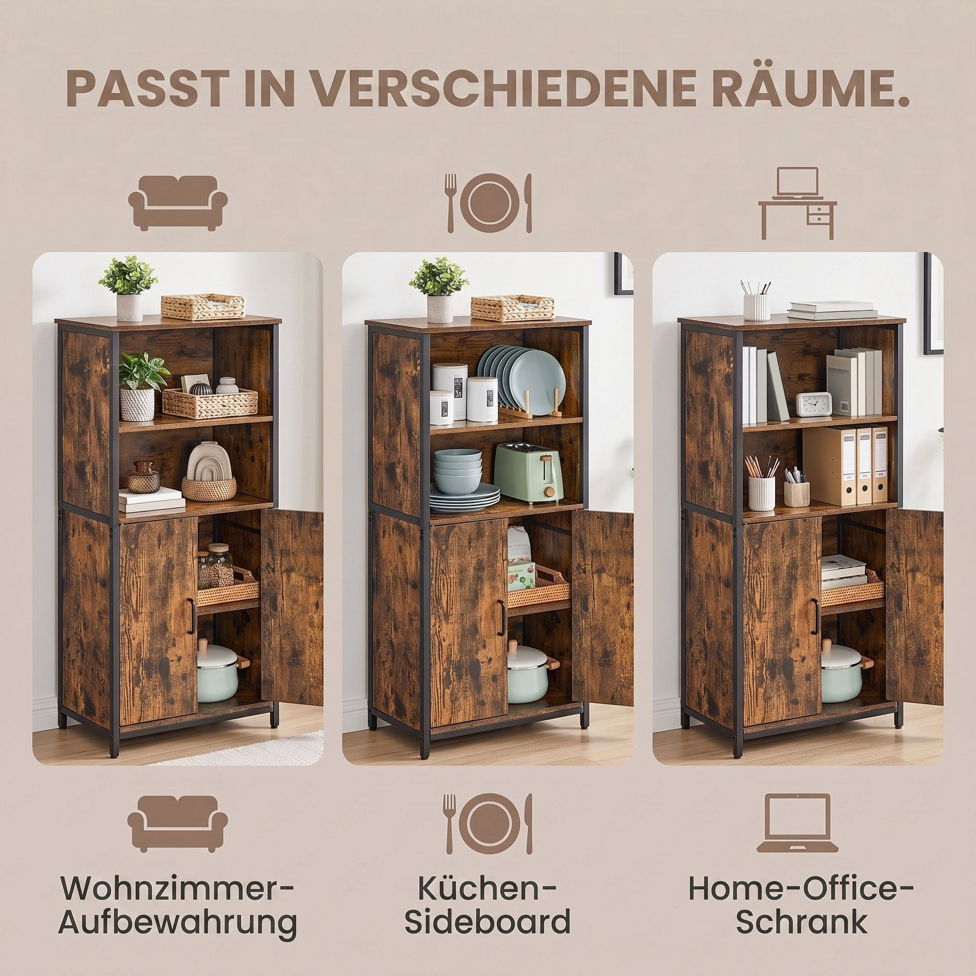 Regal mit 2 Fächern, Bücherregal, mit verstellbaren Ablagen