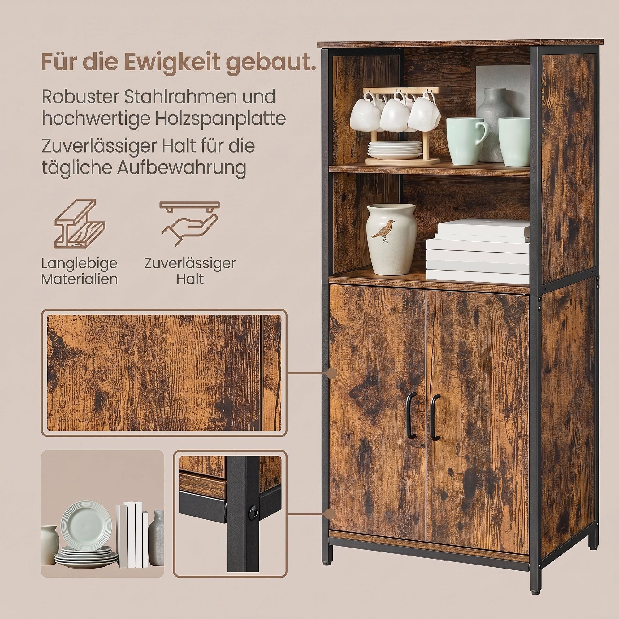Regal mit 2 Fächern, Bücherregal, mit verstellbaren Ablagen