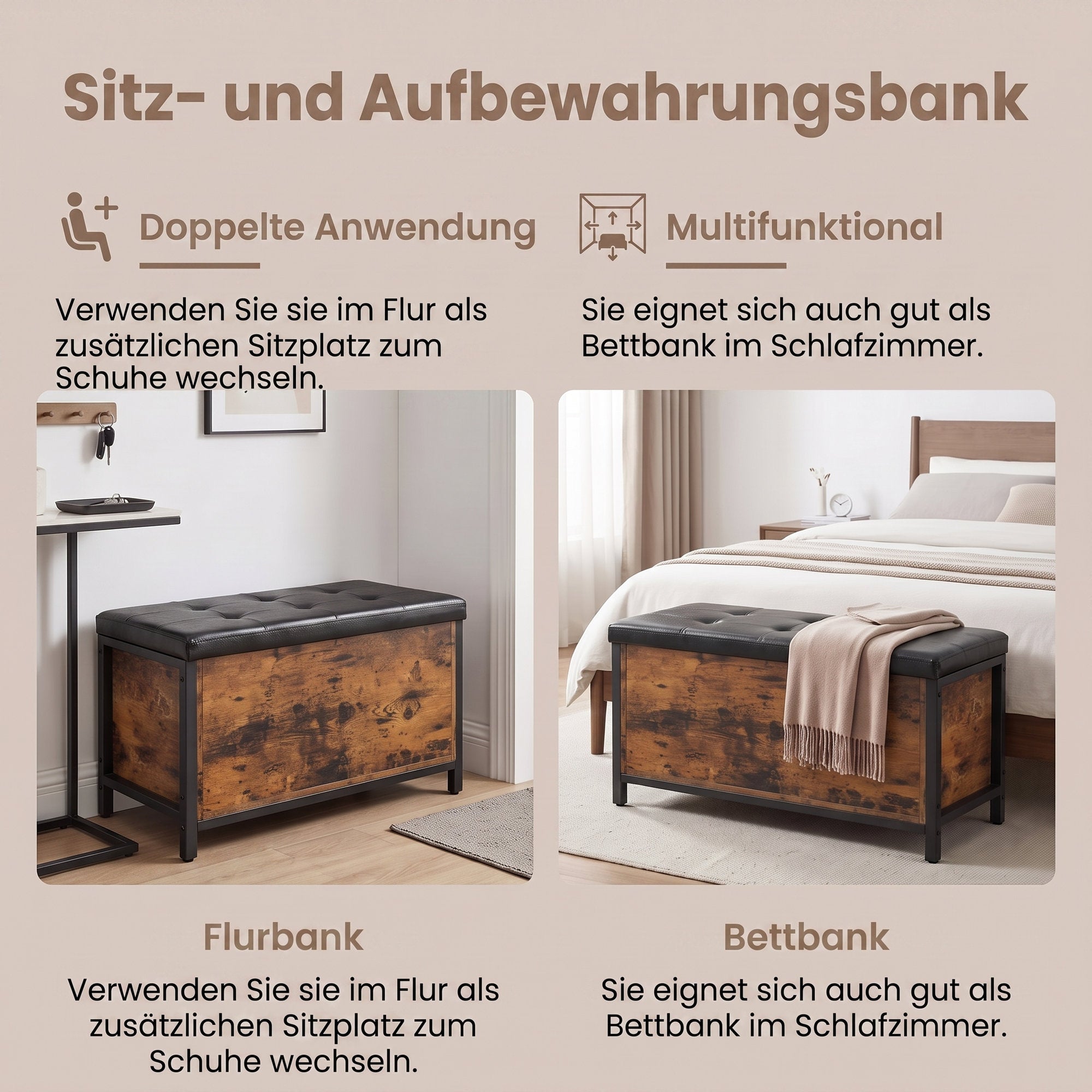 Multifunktionale Truhe Industriestil