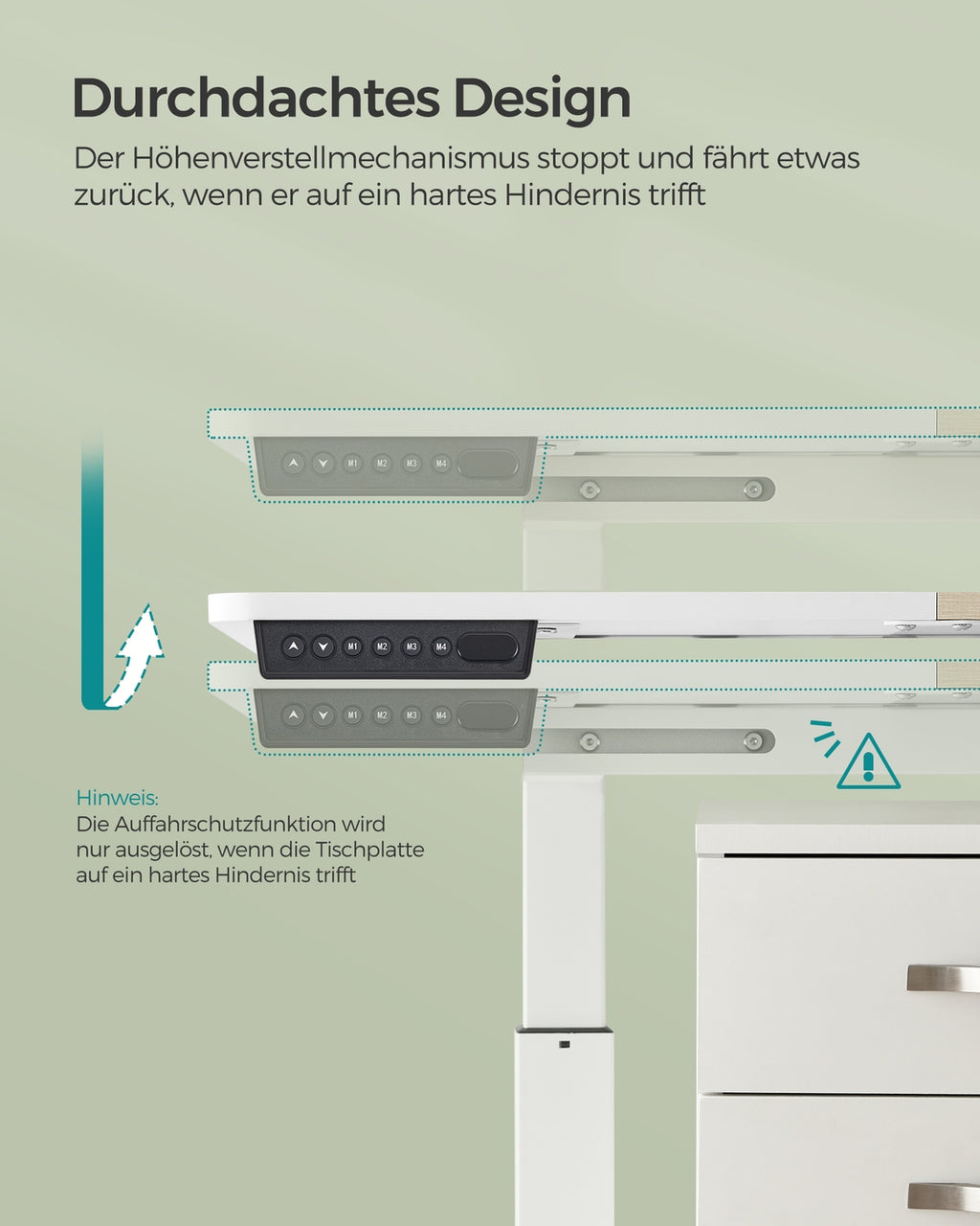 Höhenverstellbarer Schreibtisch mit 60 x 120 cm Platte