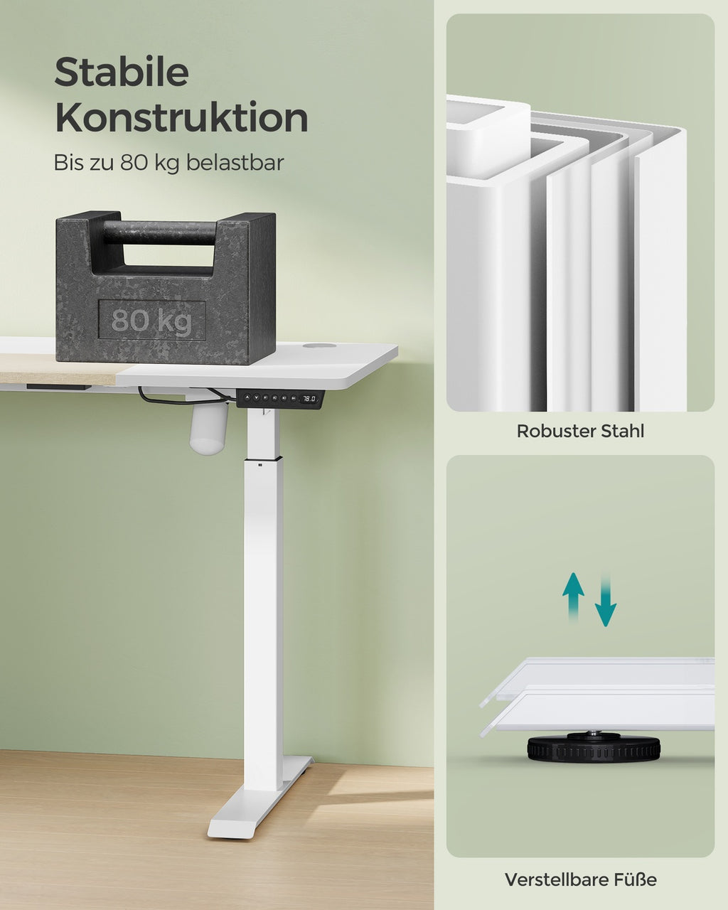 Höhenverstellbarer Schreibtisch mit 60 x 120 cm Platte