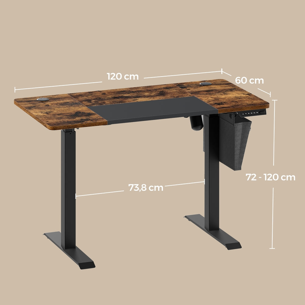Höhenverstellbarer Schreibtisch vintagebraun-schwarz