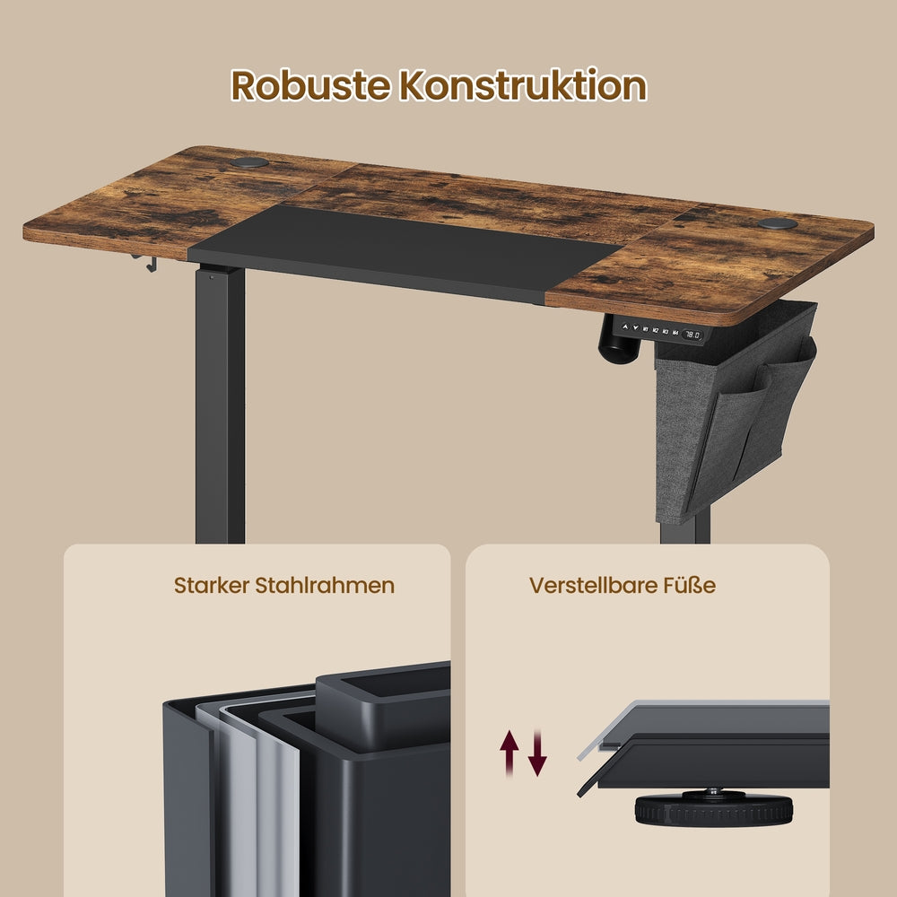 Höhenverstellbarer Schreibtisch vintagebraun-schwarz