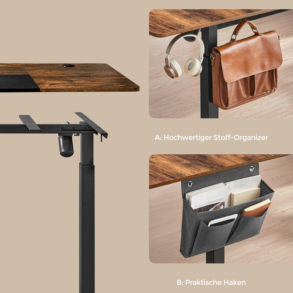 Höhenverstellbarer Schreibtisch vintagebraun-schwarz