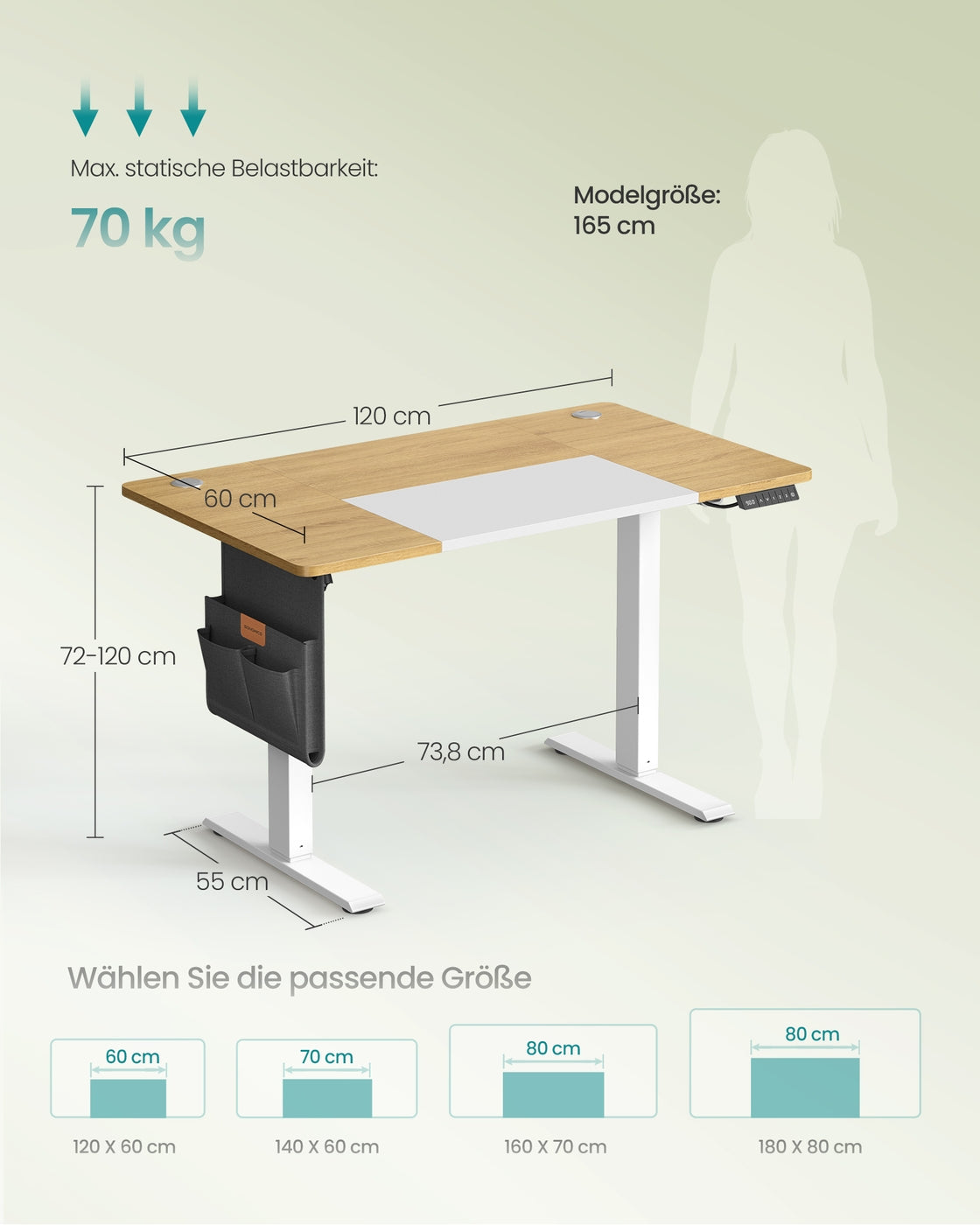 Höhenverstellbarer Schreibtisch elektrisch pastellgelb-basisweiß