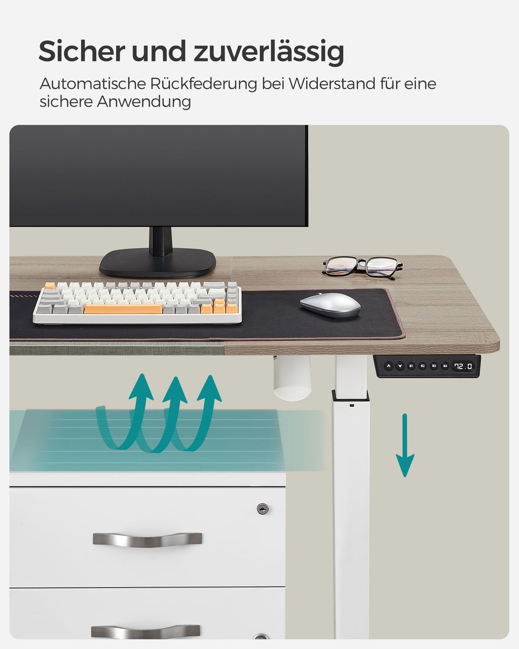 Höhenverstellbarer Schreibtisch mit 60 x 140 cm Platte