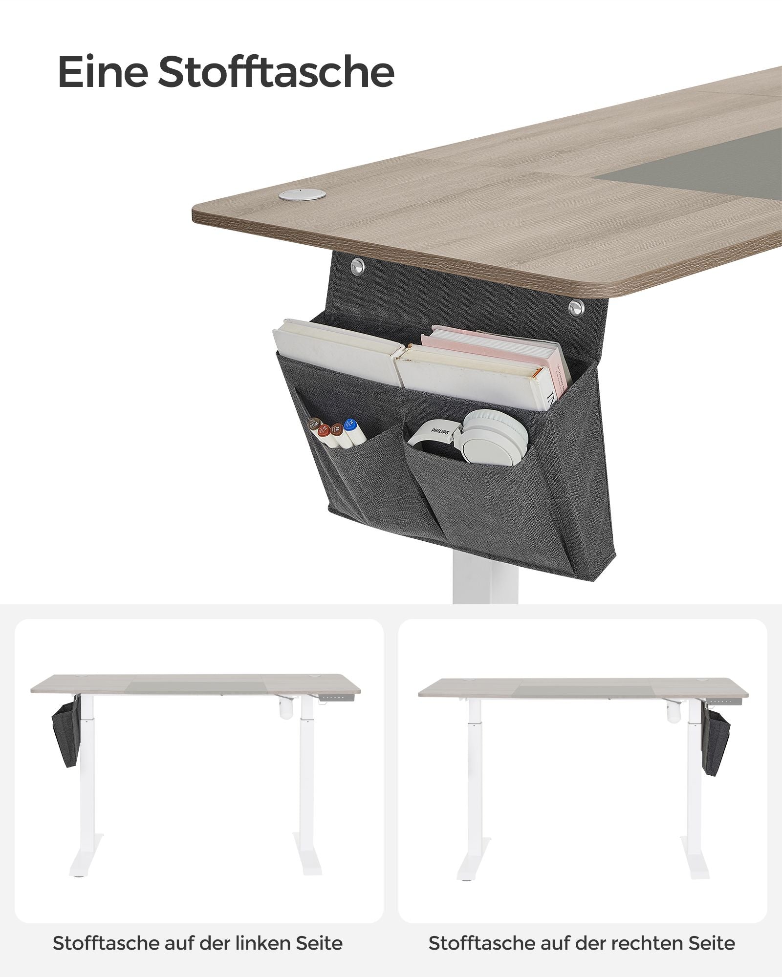 Höhenverstellbarer Schreibtisch mit 60 x 140 cm Platte
