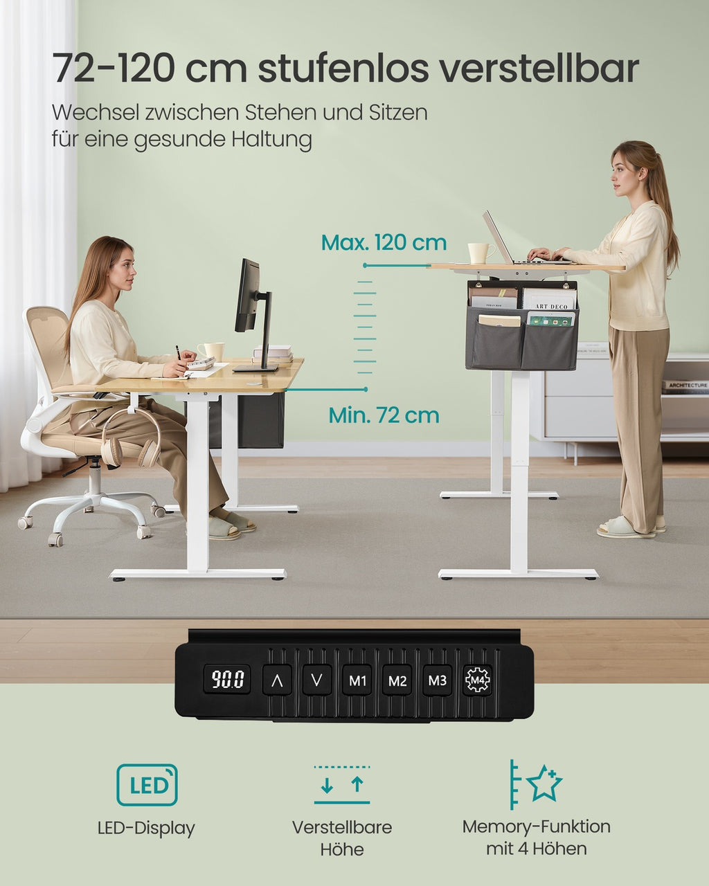 Höhenverstellbarer Schreibtisch elektrisch mit Memory-Funktion