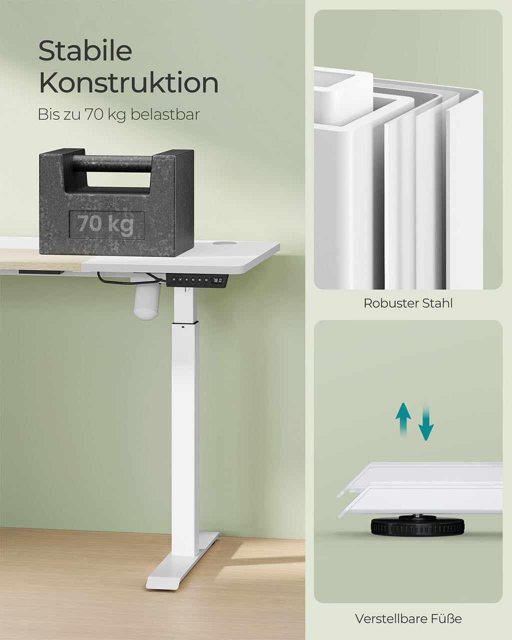 Höhenverstellbarer Schreibtisch mit 60 x 140 cm Platte