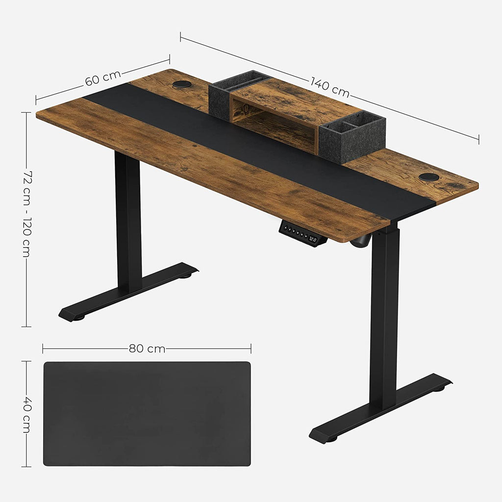 Höhenverstellbarer Schreibtisch vintagebraun-schwarz