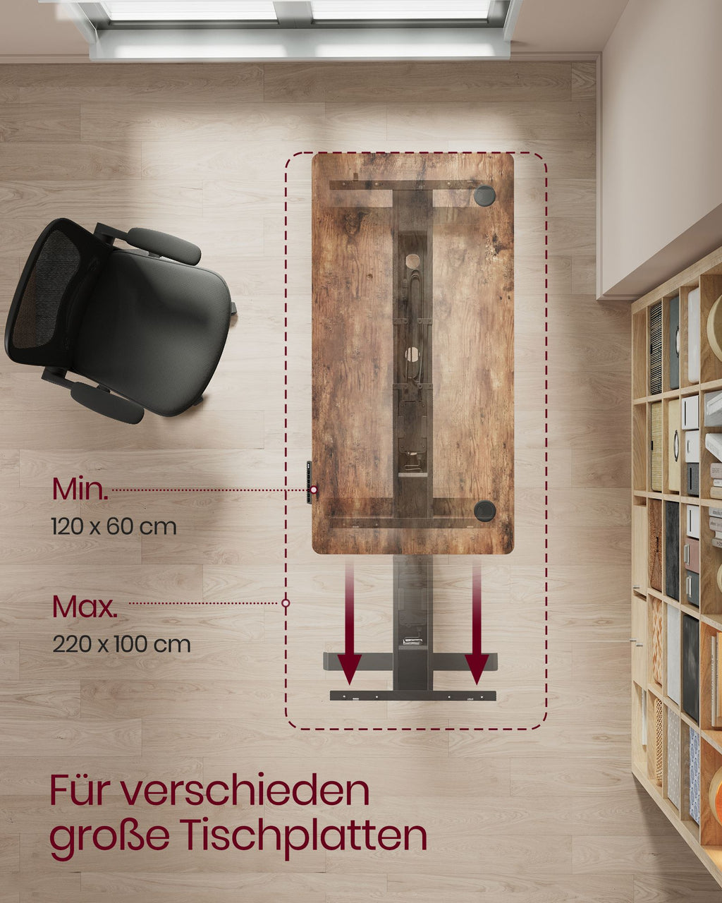 Höhenverstellbarer Schreibtisch elektrisch mit Memory-Funktion schwarz
