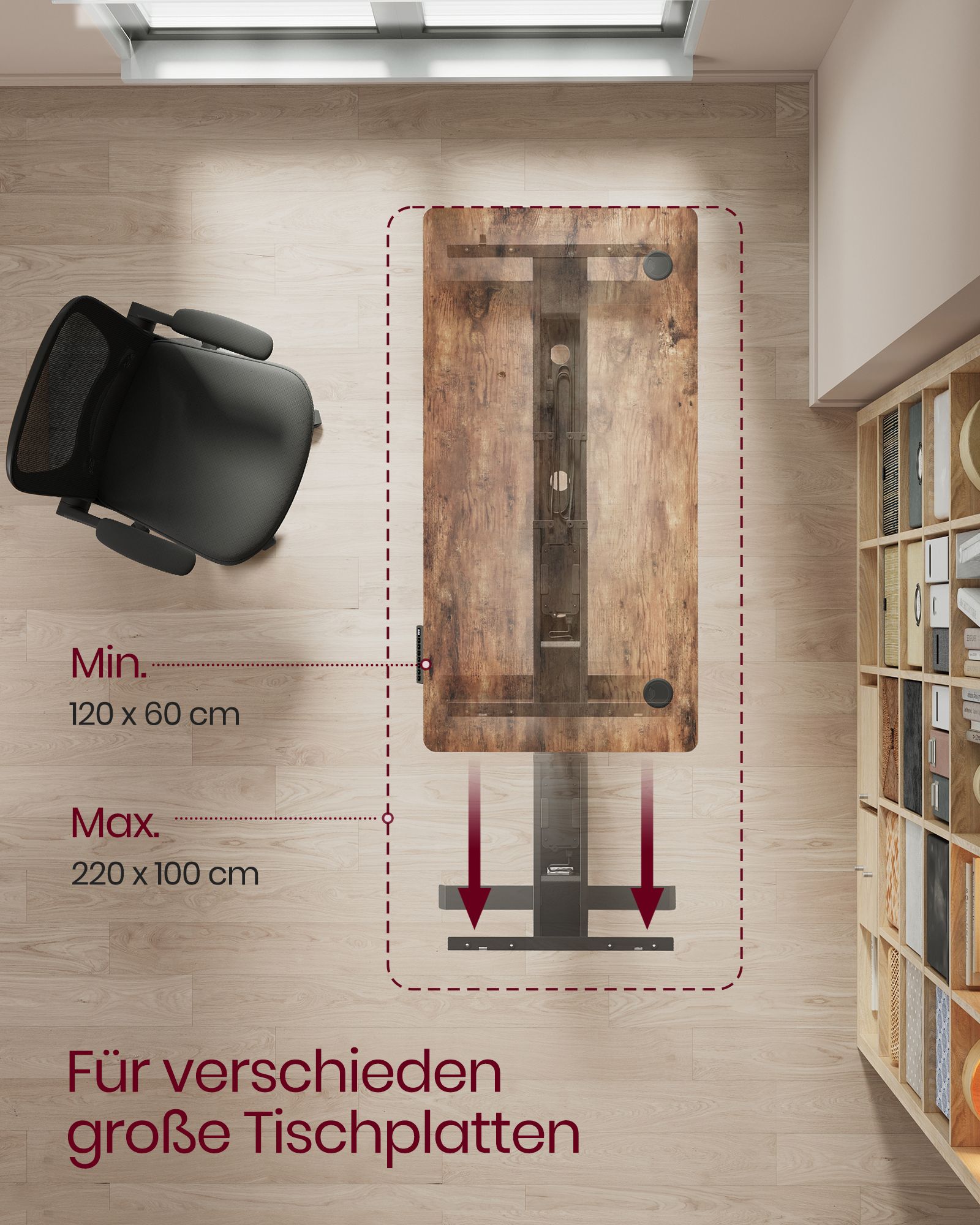 Höhenverstellbarer Schreibtisch elektrisch mit Memory-Funktion schwarz