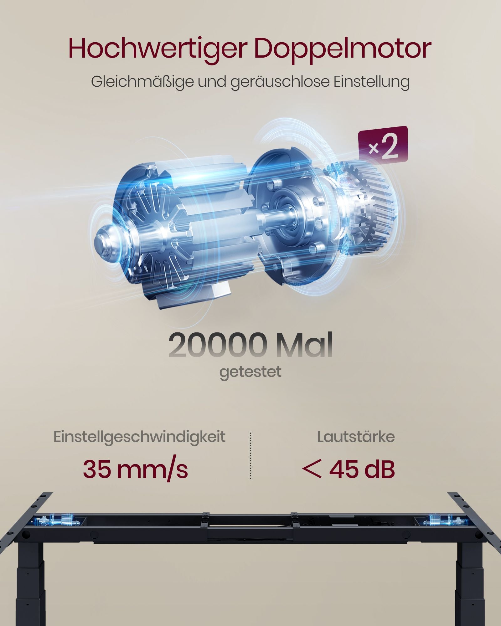 Höhenverstellbarer Schreibtisch elektrisch mit Memory-Funktion schwarz
