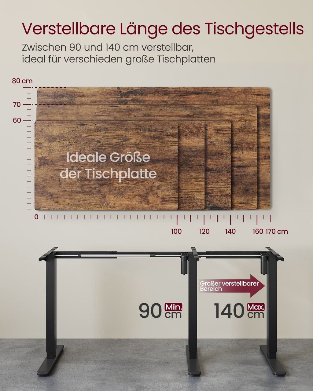 Höhenverstellbarer Schreibtisch elektrisch ohne Tischplatte