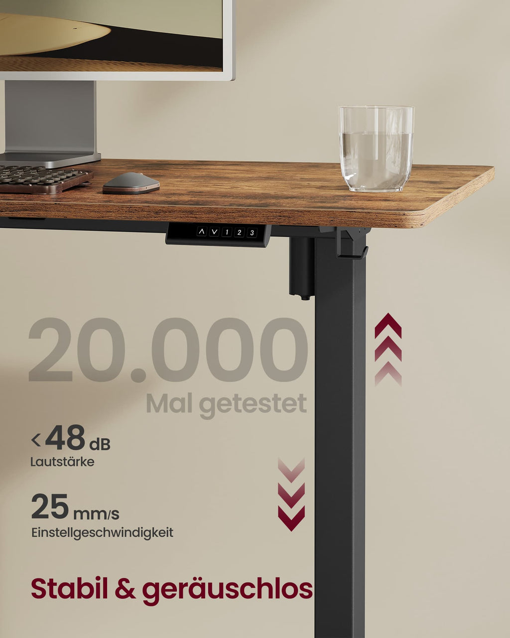 Höhenverstellbarer Schreibtisch elektrisch ohne Tischplatte