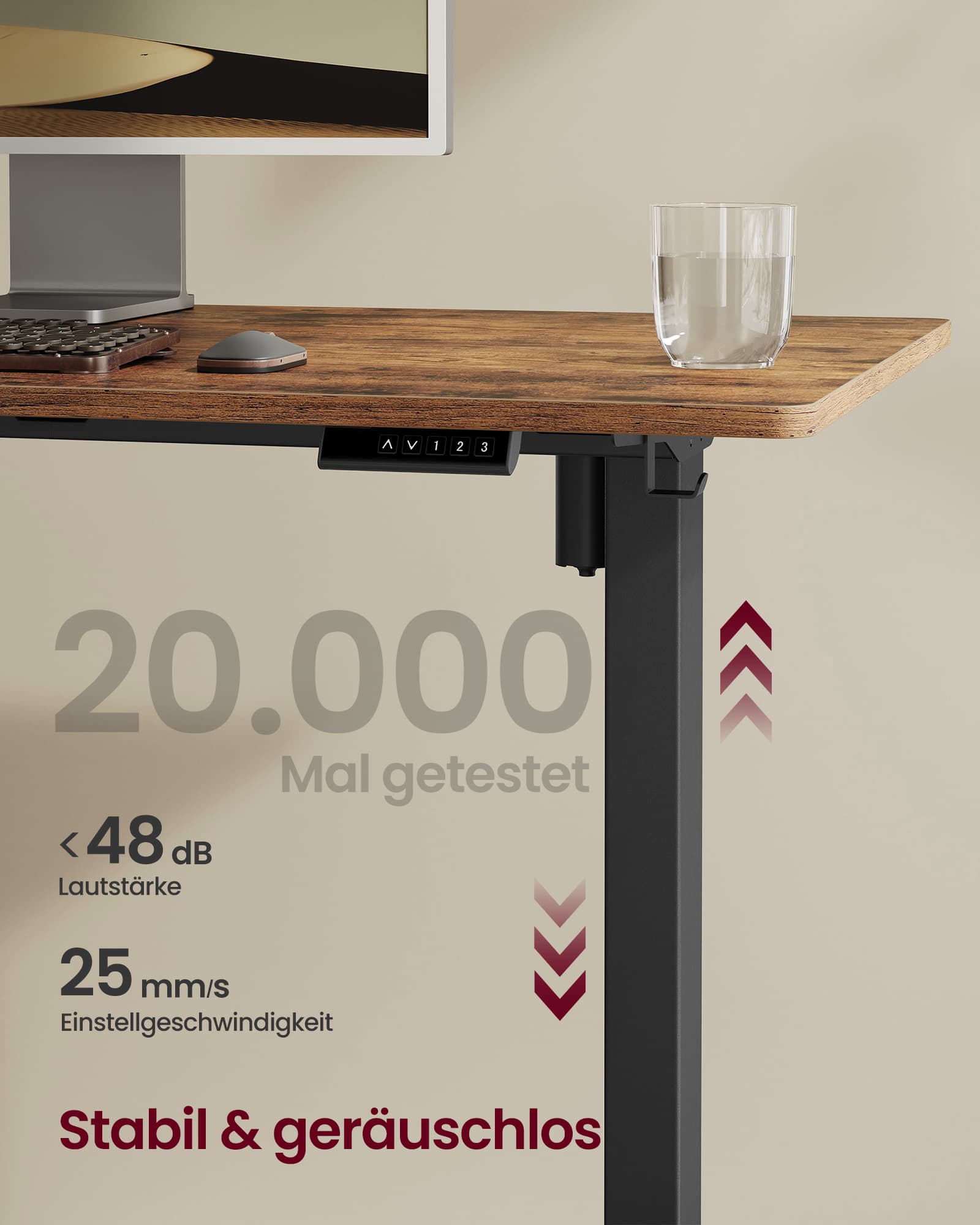 Höhenverstellbarer Schreibtisch elektrisch ohne Tischplatte