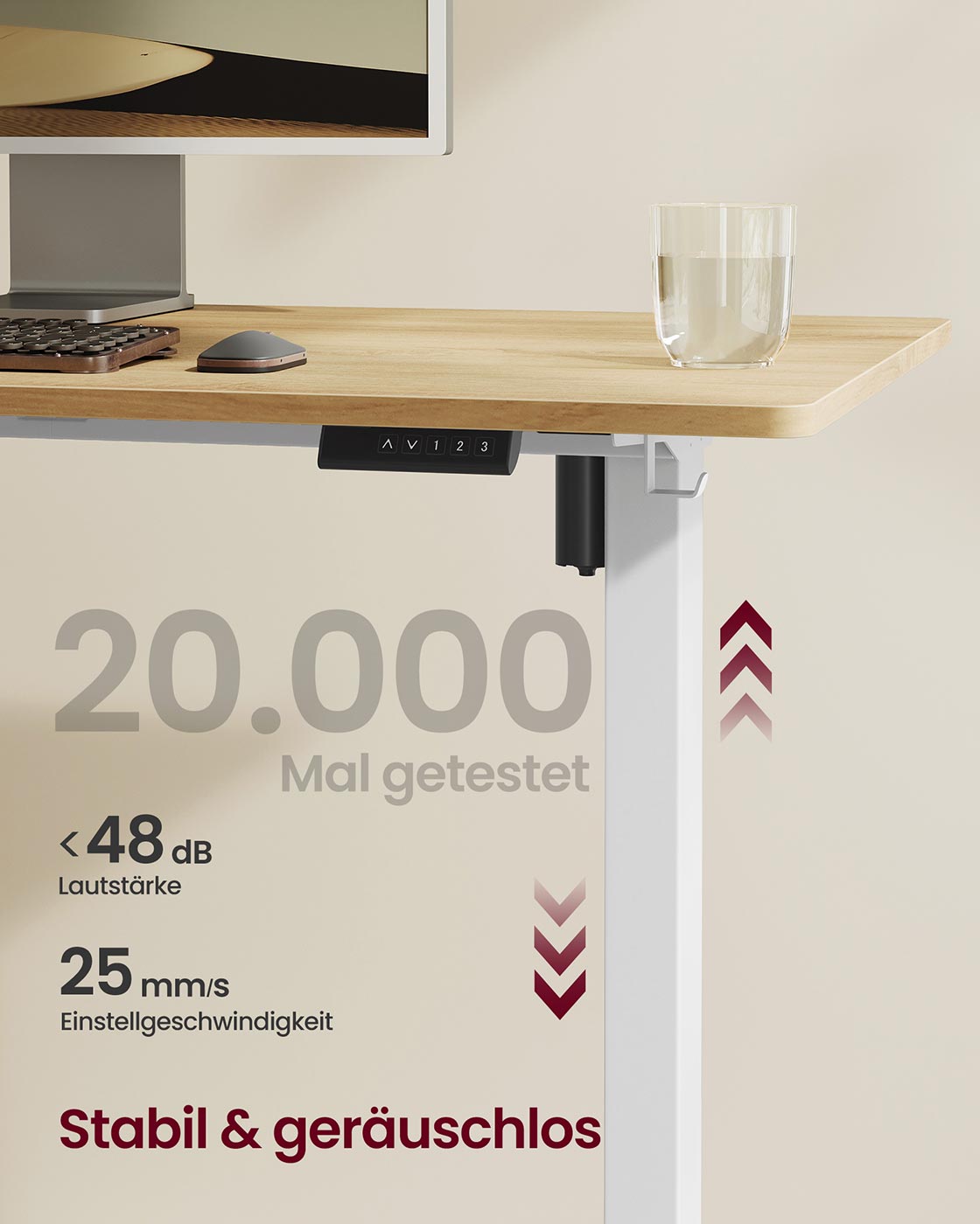 Höhenverstellbarer Schreibtisch elektrisch ohne Tischplatte