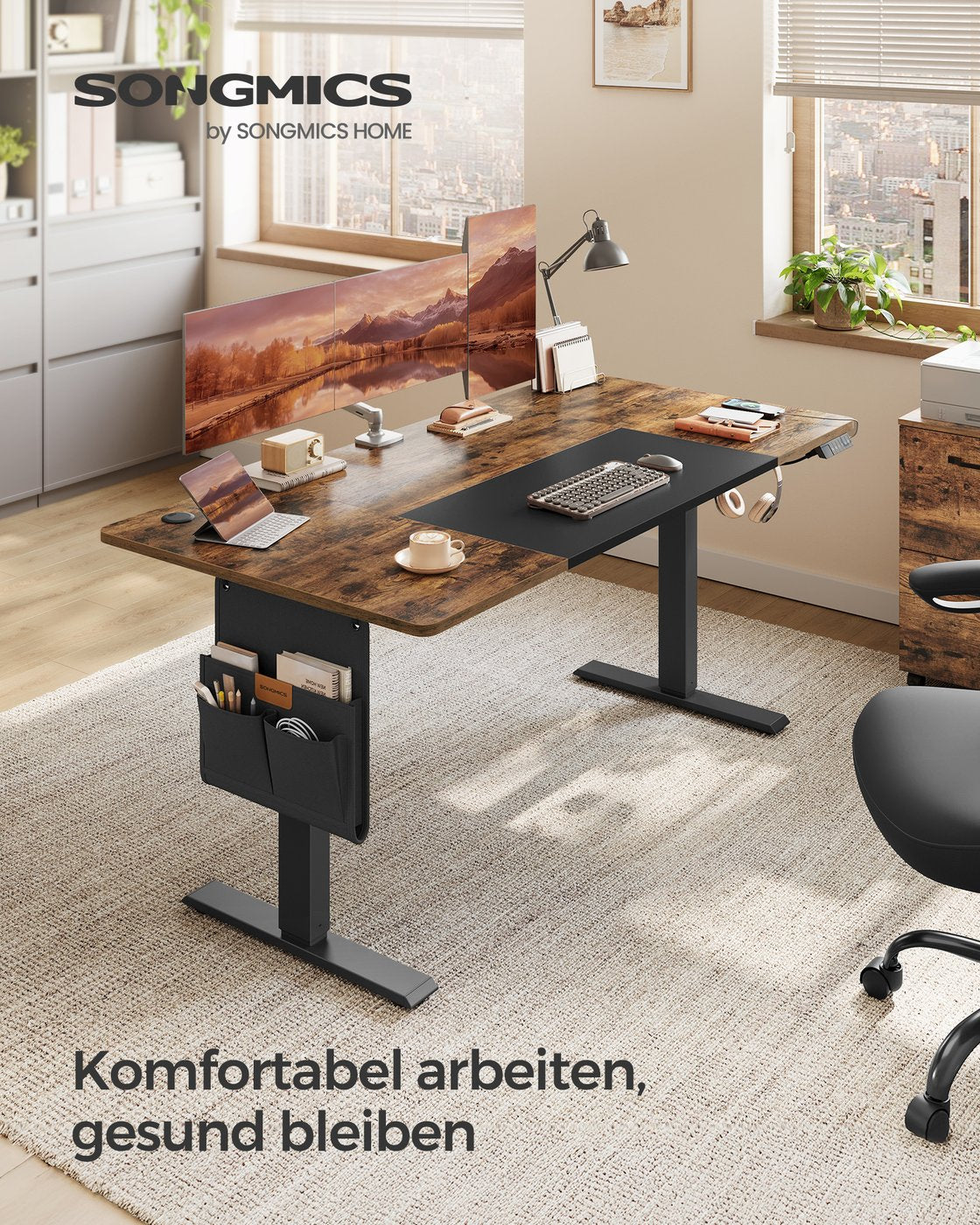 Höhenverstellbarer Schreibtisch elektrisch pastellgelb-basisweiß