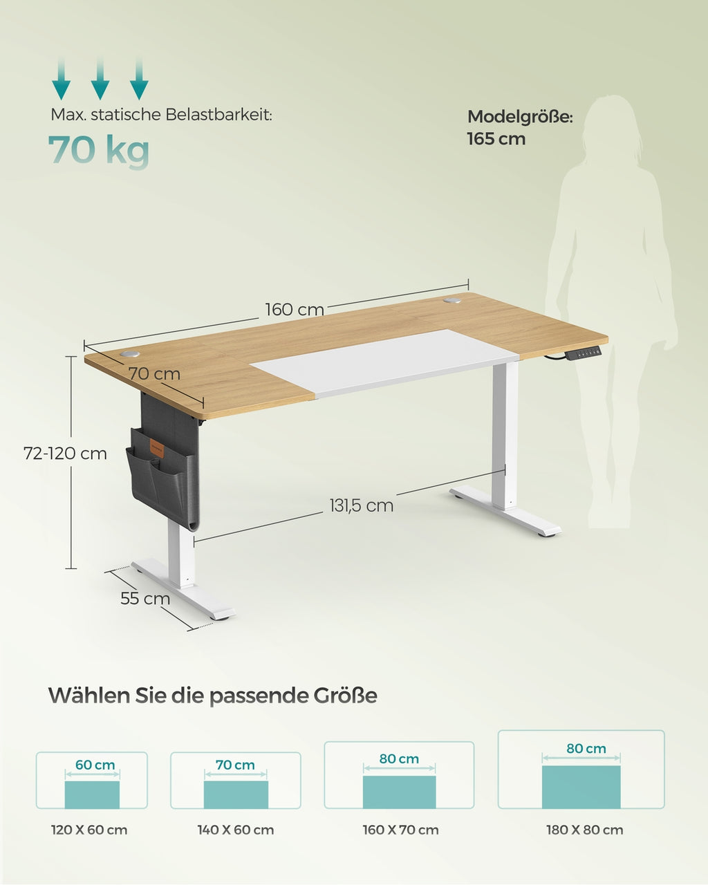 Höhenverstellbarer Schreibtisch elektrisch pastellgelb-basisweiß