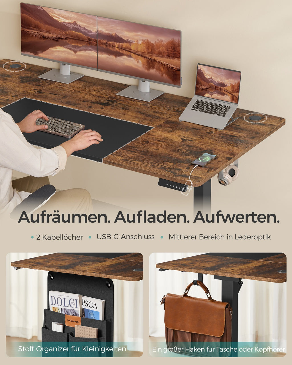 Höhenverstellbarer Schreibtisch elektrisch 180 x 80 cm