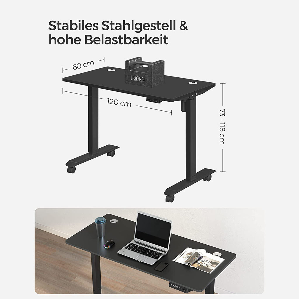 Höhenverstellbarer Schreibtisch mit 60 x 120 cm Platte