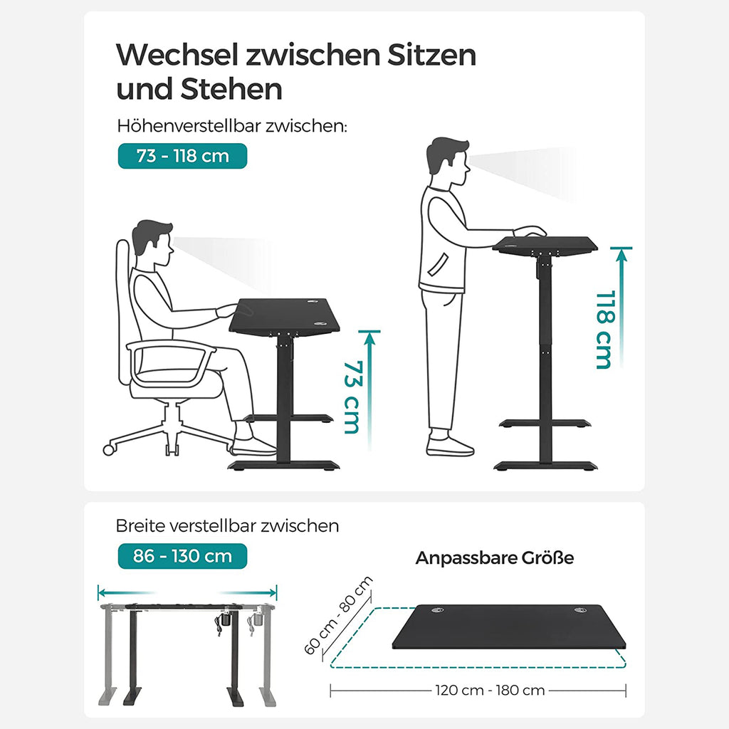 Höhenverstellbarer Schreibtisch mit 60 x 120 cm Platte