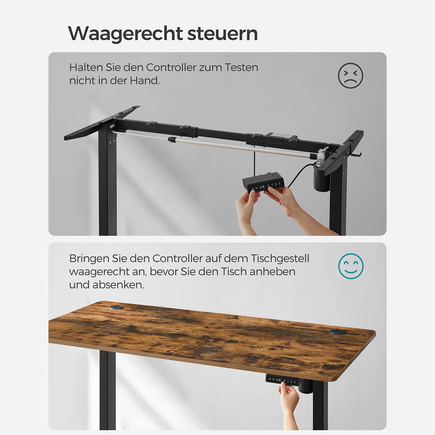 Höhenverstellbarer Schreibtisch mit 60 x 120 cm Platte