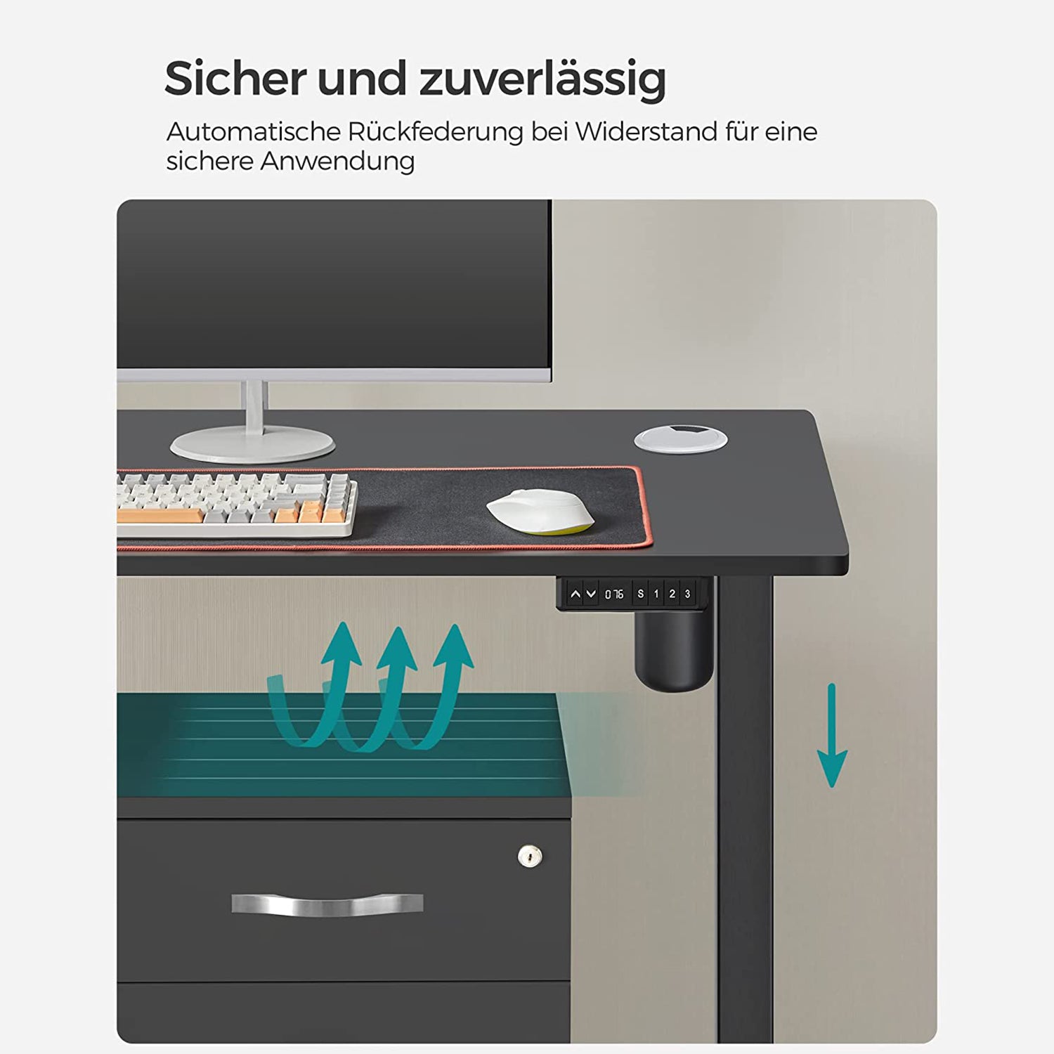 Höhenverstellbarer Schreibtisch mit 70 x 140 cm Platte