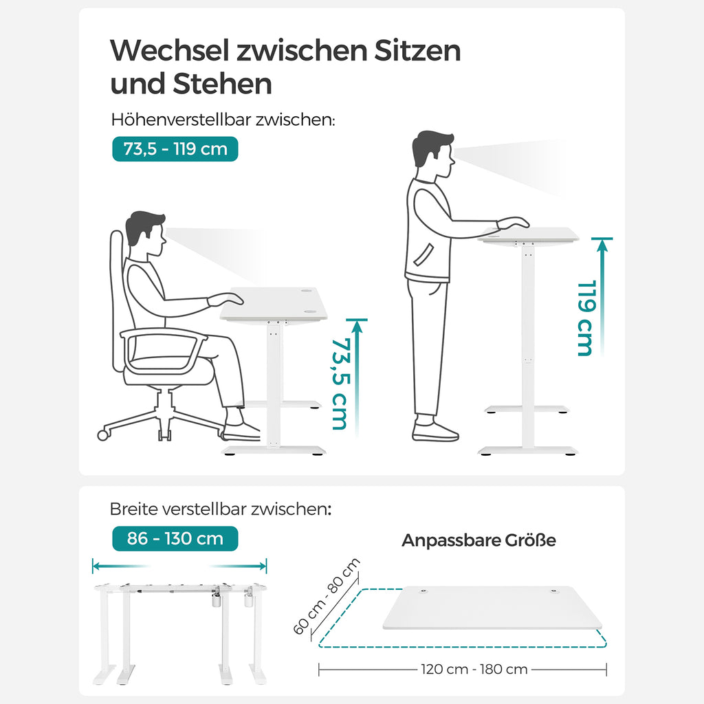 Höhenverstellbarer Schreibtisch mit Rollen