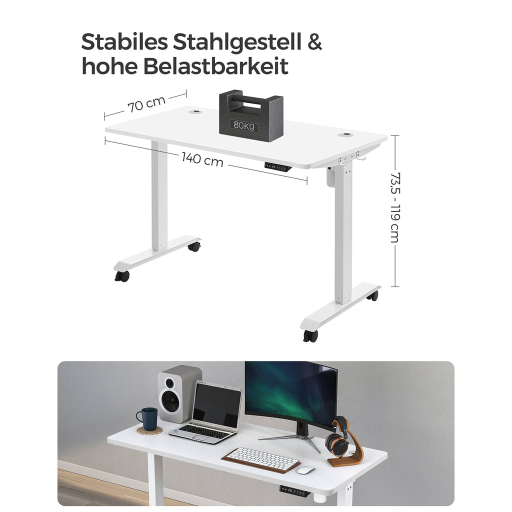 Höhenverstellbarer Schreibtisch mit Rollen
