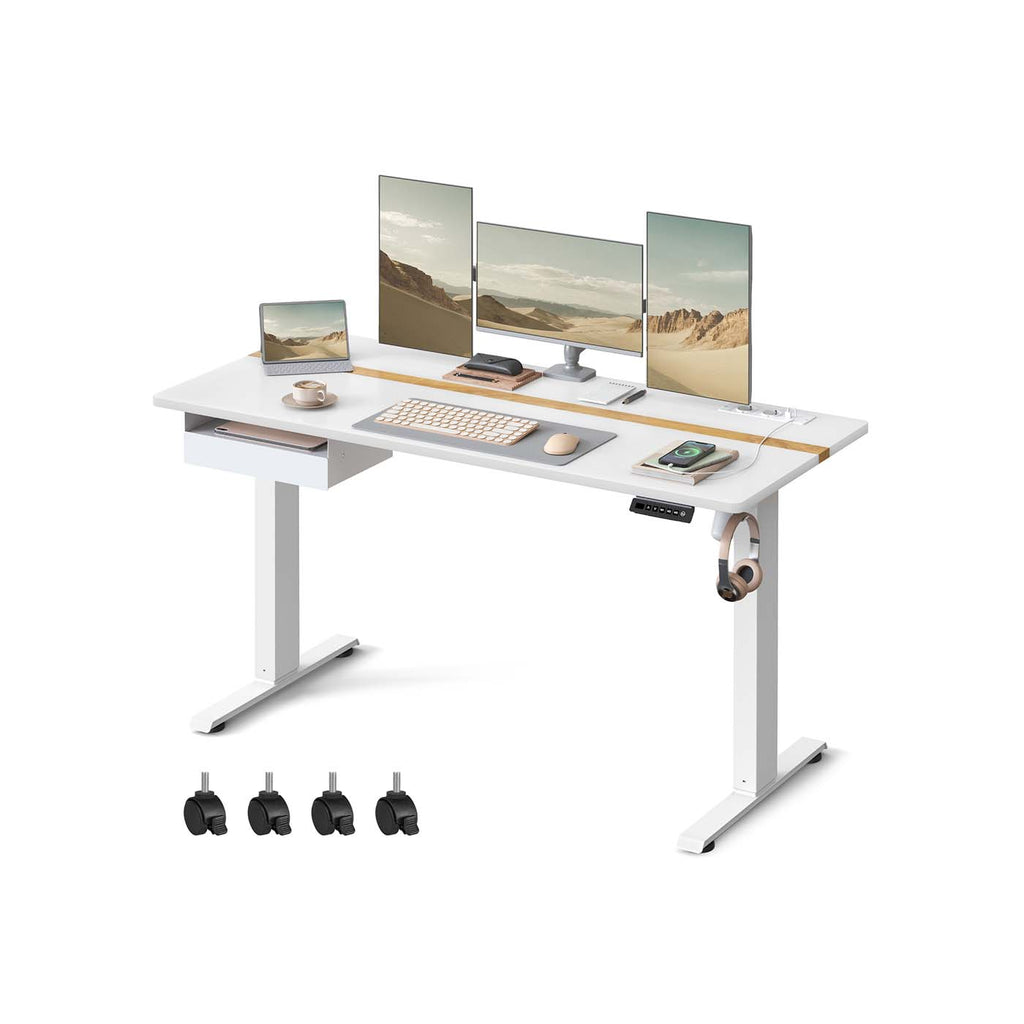 Höhenverstellbarer Schreibtisch 60 x 140 cm weiß