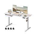 Schreibtisch mit Steckdosen und Schublade 70 x 160 cm wolkenweiß-goldeichenfarben