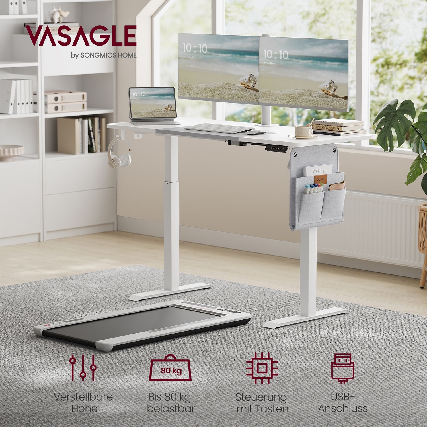 Höhenverstellbarer Schreibtisch elektrisch 60 x 140 x (72-120) cm