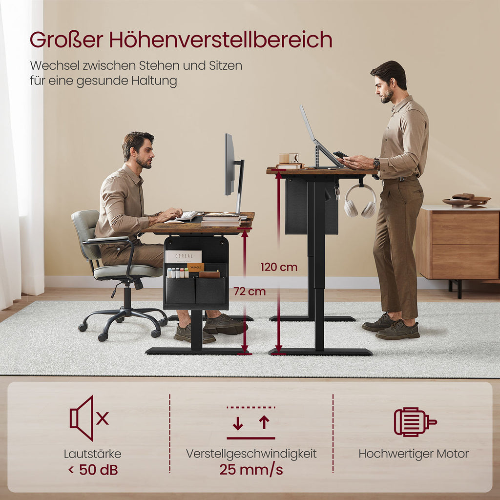 Höhenverstellbarer Schreibtisch elektrisch 60 x 140 x (72-120) cm