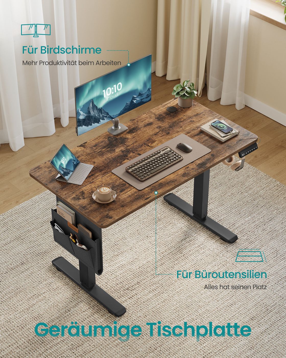 Höhenverstellbarer Schreibtisch elektrisch vintagebraun