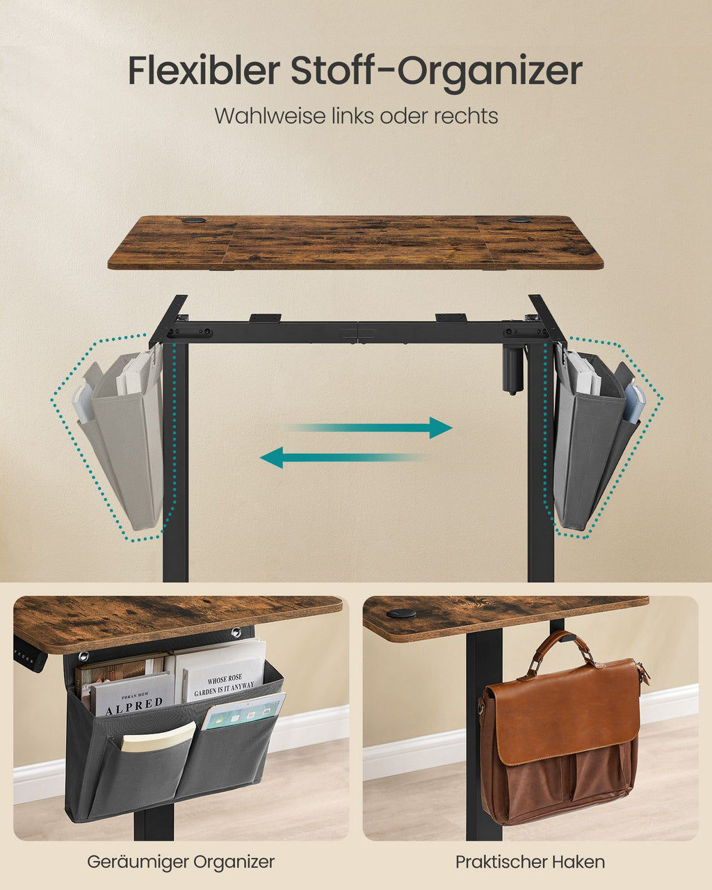 Höhenverstellbarer Schreibtisch elektrisch 60 x 110 x (72-120) cm