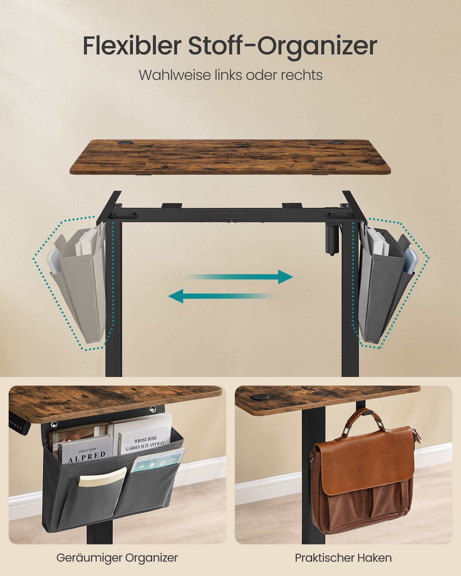 Höhenverstellbarer Schreibtisch elektrisch 60 x 110 x (72-120) cm