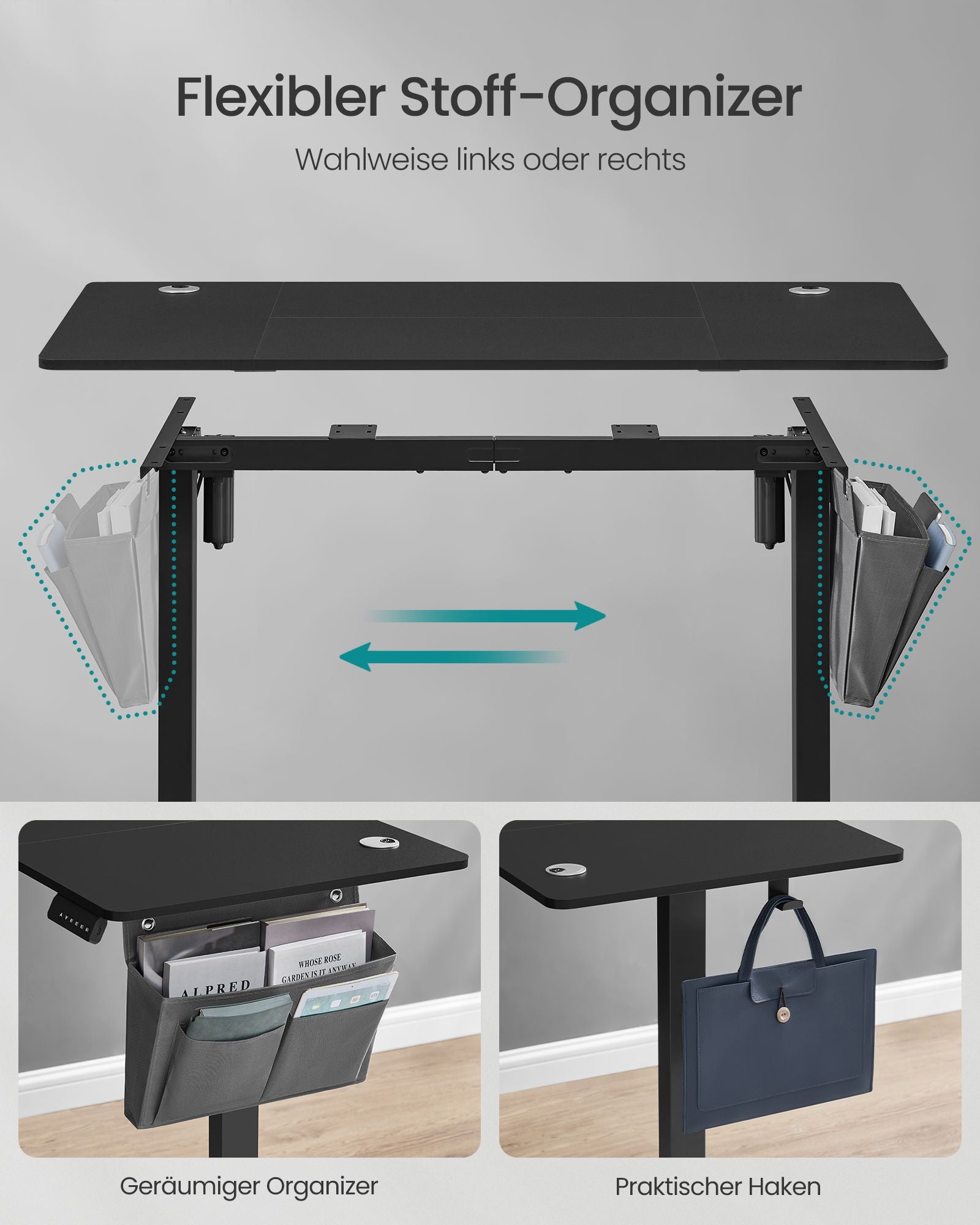 Höhenverstellbarer Schreibtisch elektrisch 60 x 120 x (72-120) cm
