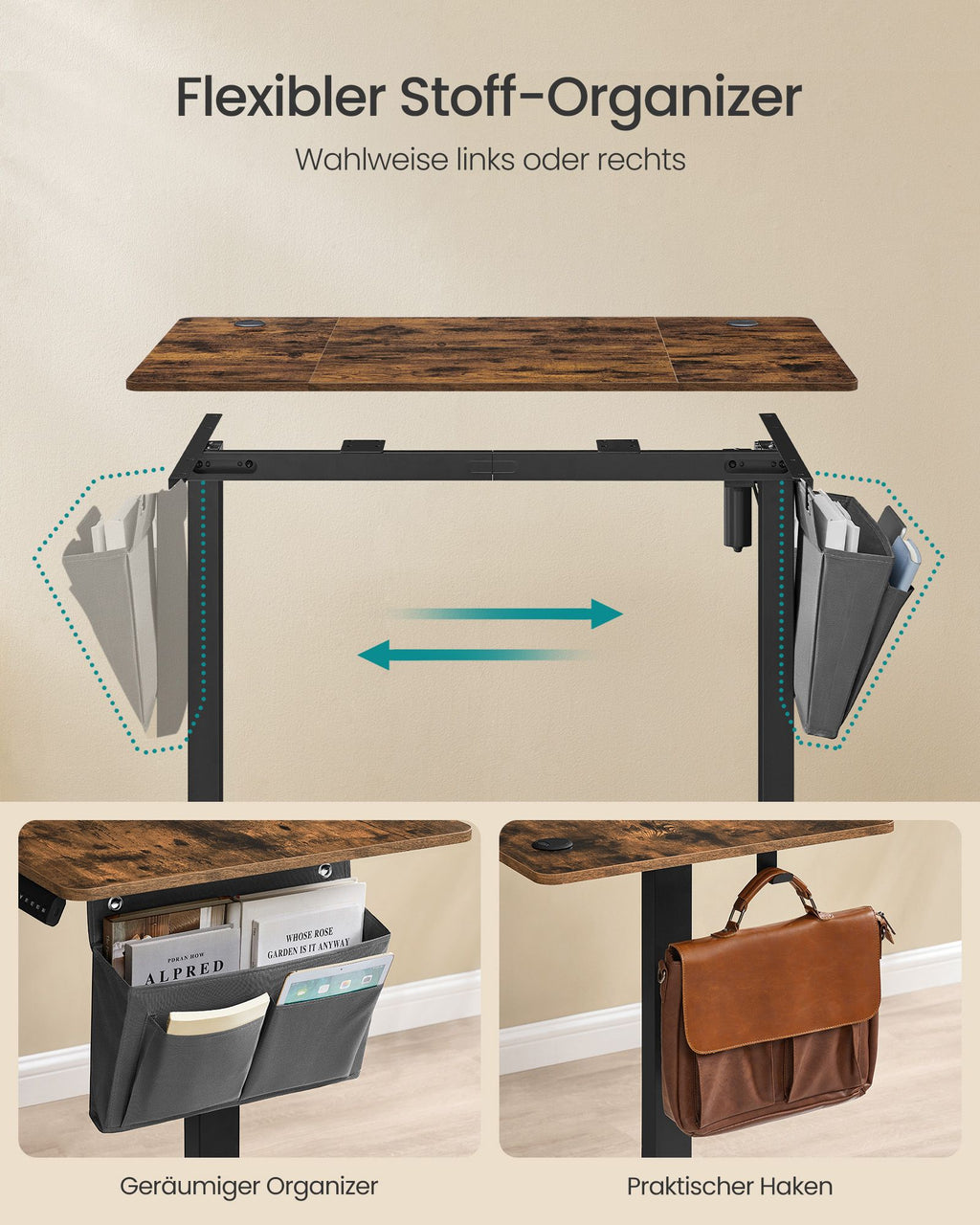 Höhenverstellbarer Schreibtisch elektrisch 60 x 120 x (72-120) cm