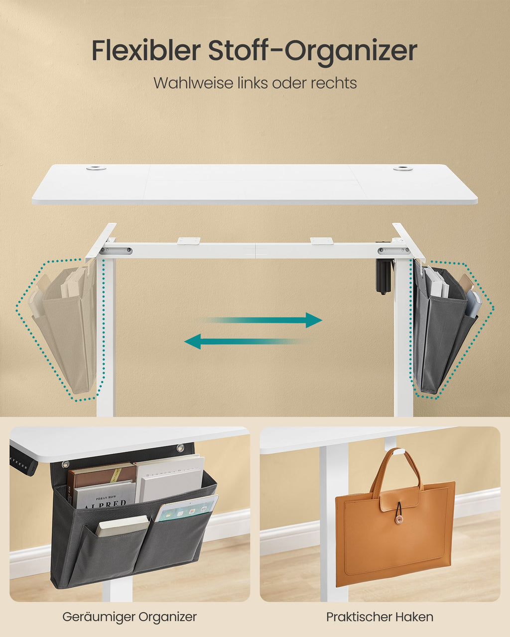 Höhenverstellbarer Schreibtisch elektrisch 60 x 120 x (72-120) cm