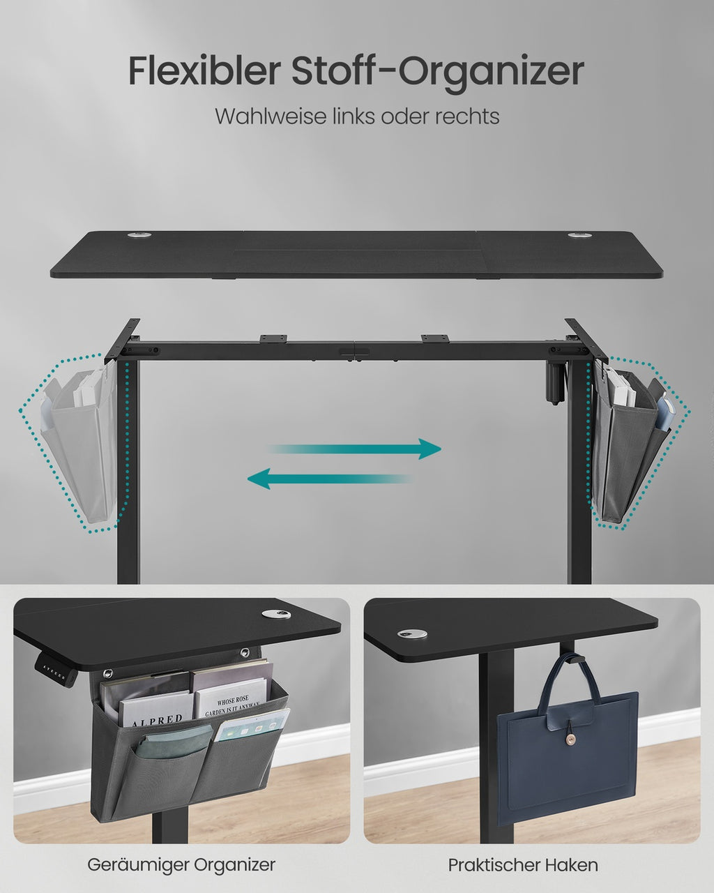 Höhenverstellbarer Schreibtisch elektrisch 60 x 140 x (72-120) cm