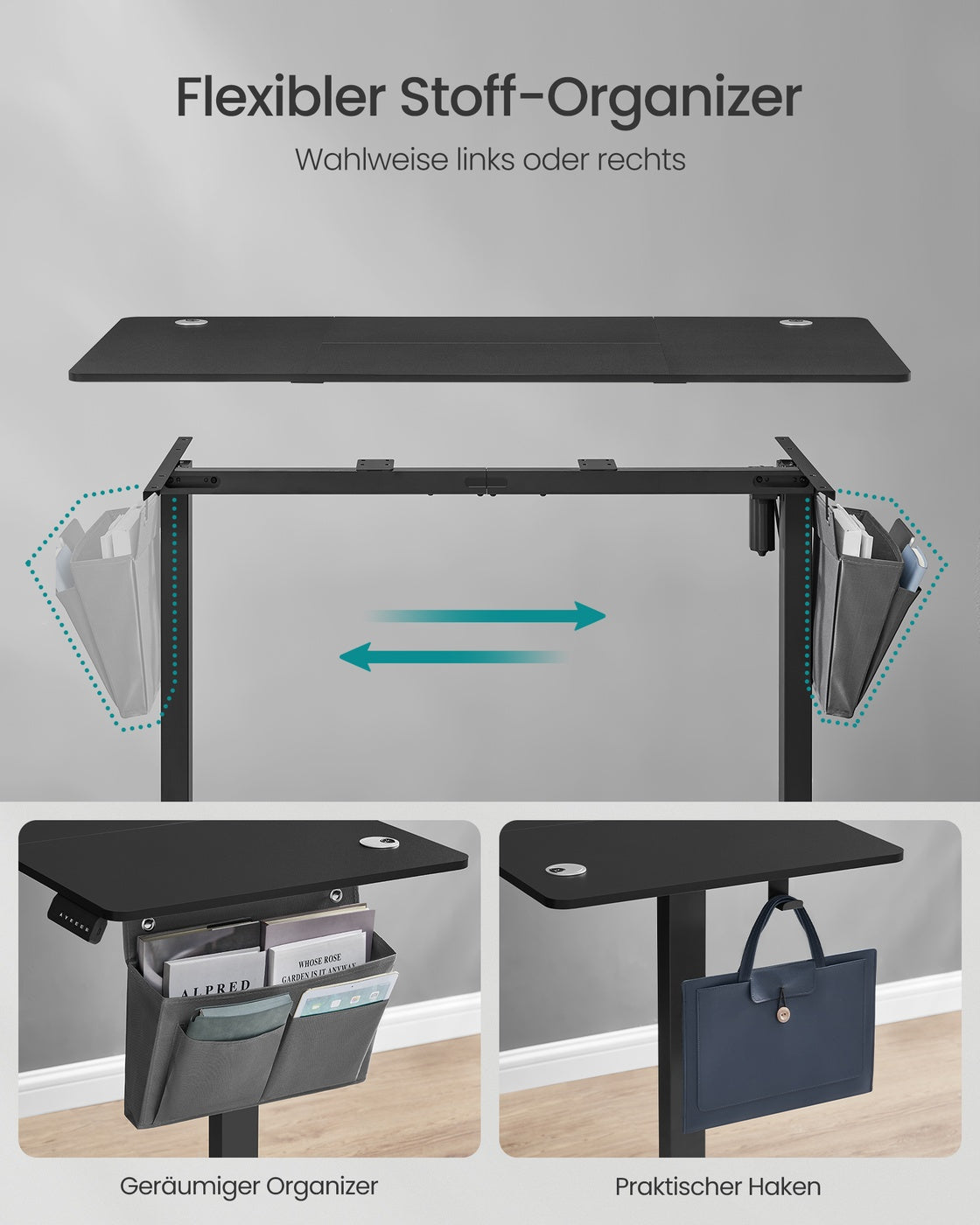 Höhenverstellbarer Schreibtisch elektrisch 60 x 140 x (72-120) cm