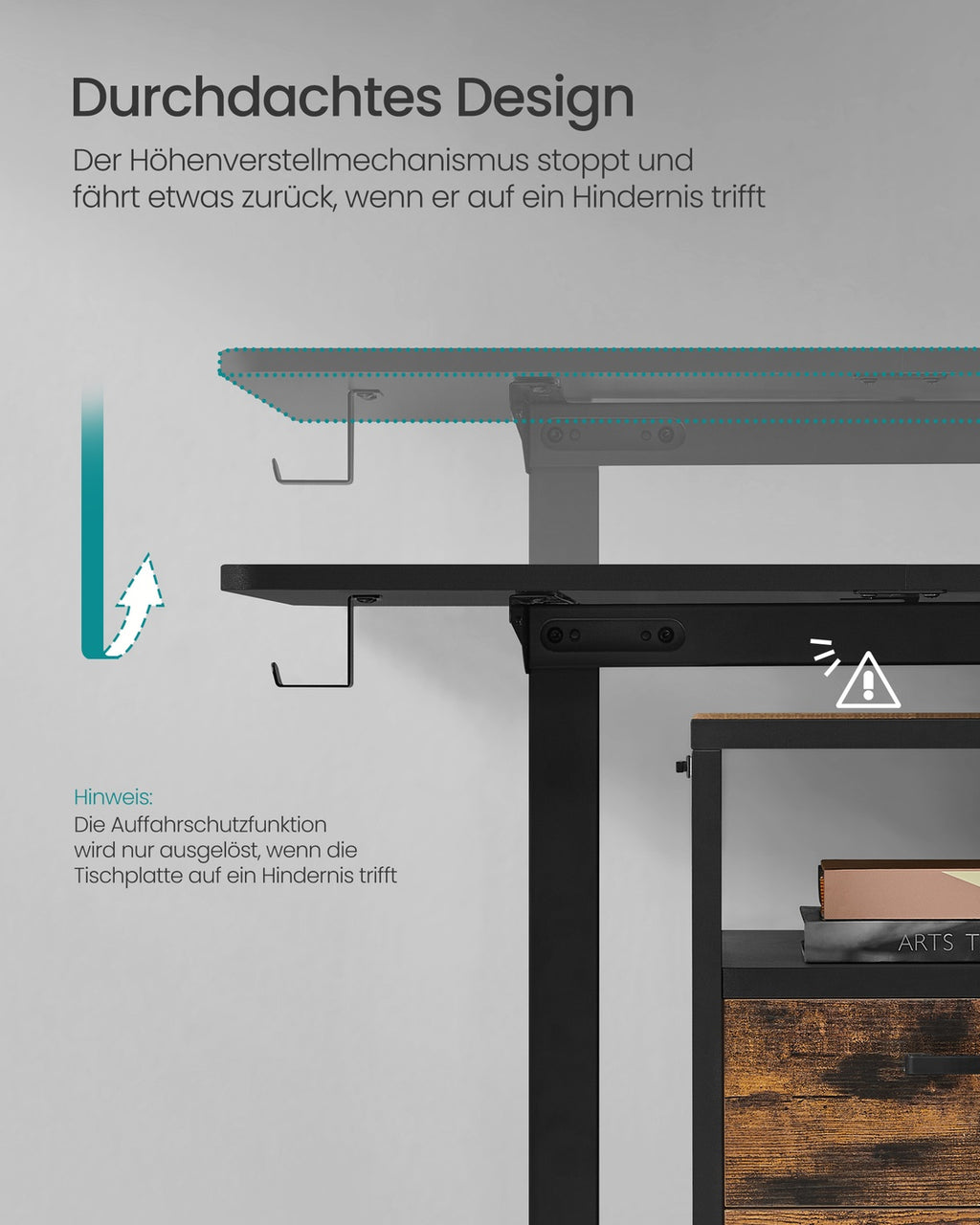 Höhenverstellbarer Schreibtisch elektrisch 60 x 140 x (72-120) cm