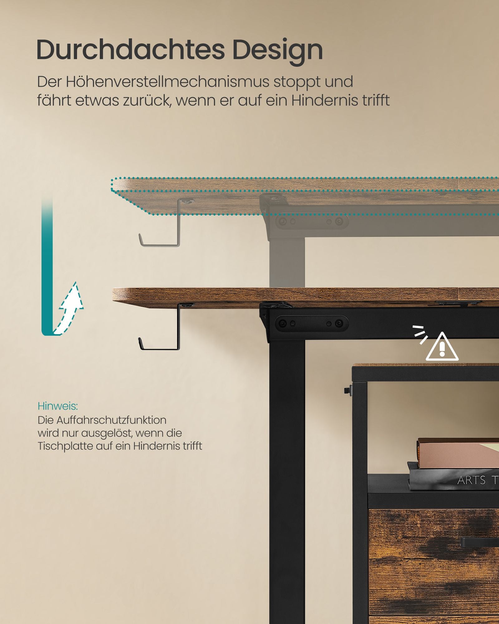 Höhenverstellbarer Schreibtisch elektrisch 60 x 140 x (72-120) cm