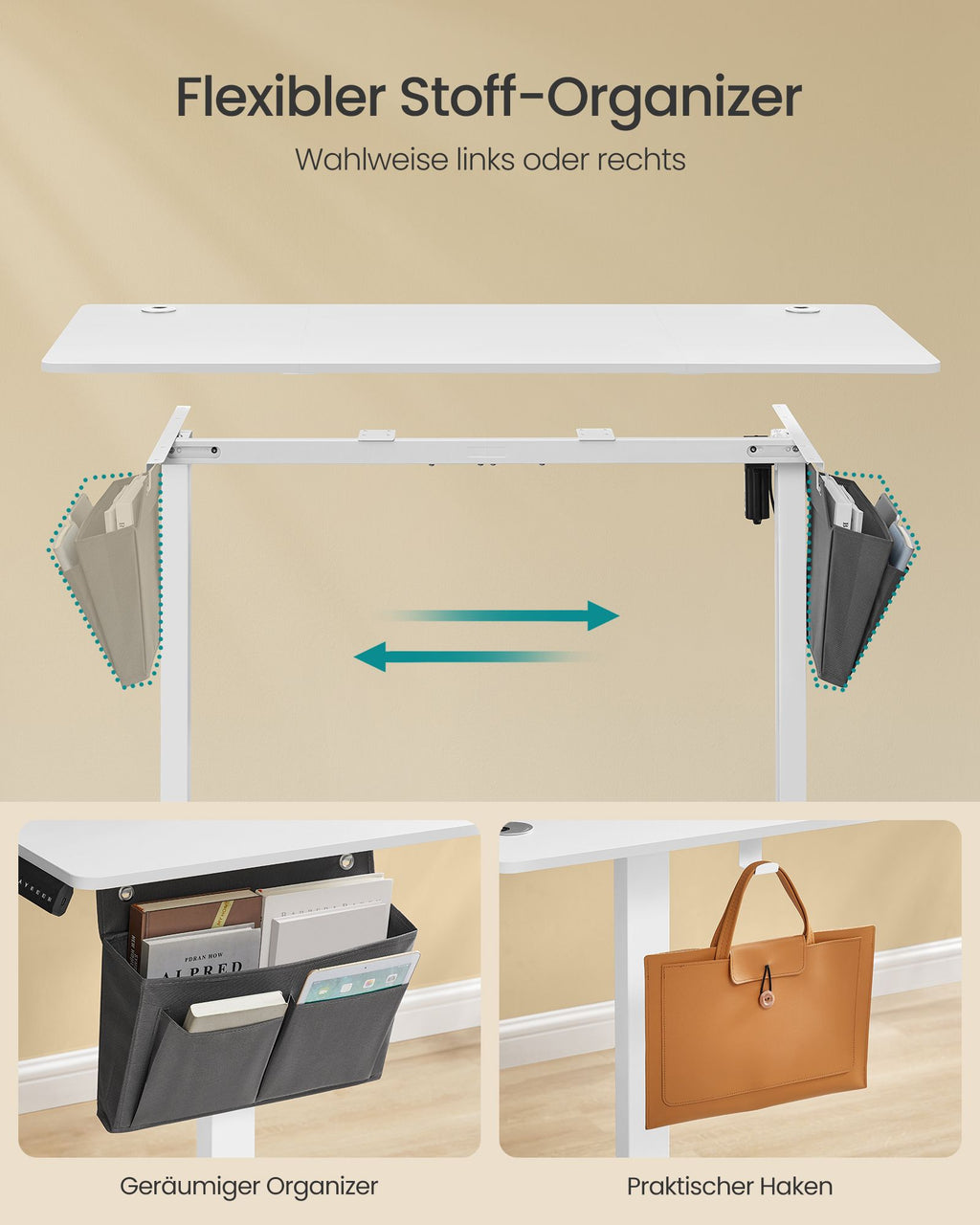 Höhenverstellbarer Schreibtisch elektrisch 60 x 140 x (72-120) cm