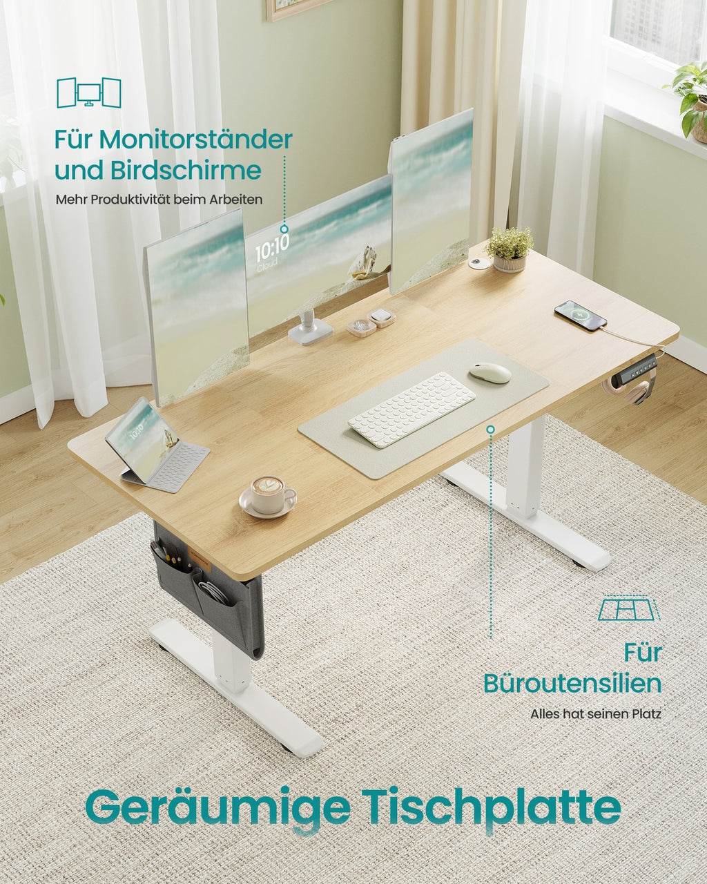 Höhenverstellbarer Schreibtisch elektrisch 60 x 140 x (72-120) cm