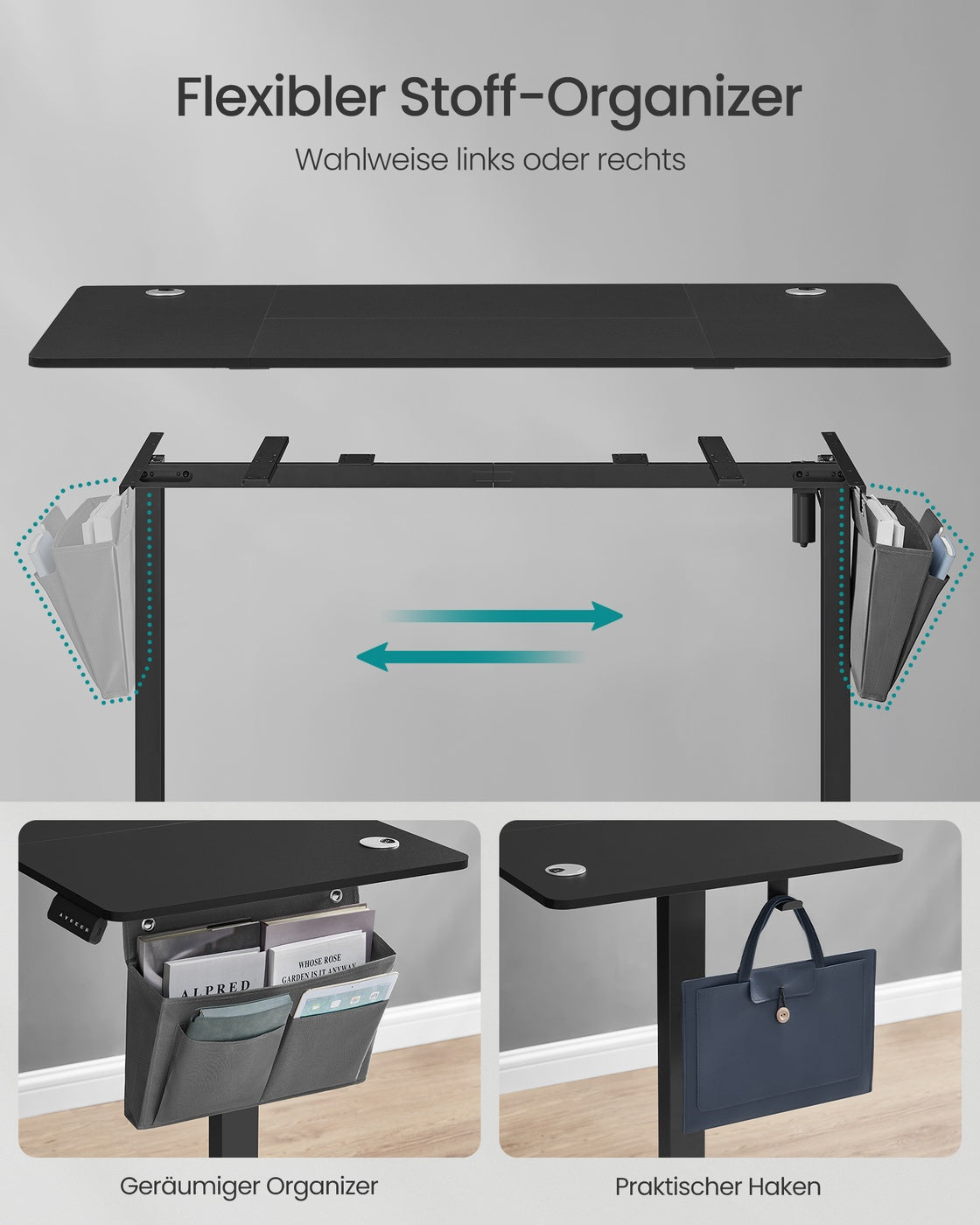 Höhenverstellbarer Schreibtisch elektrisch 60 x 160 x (72-120) cm