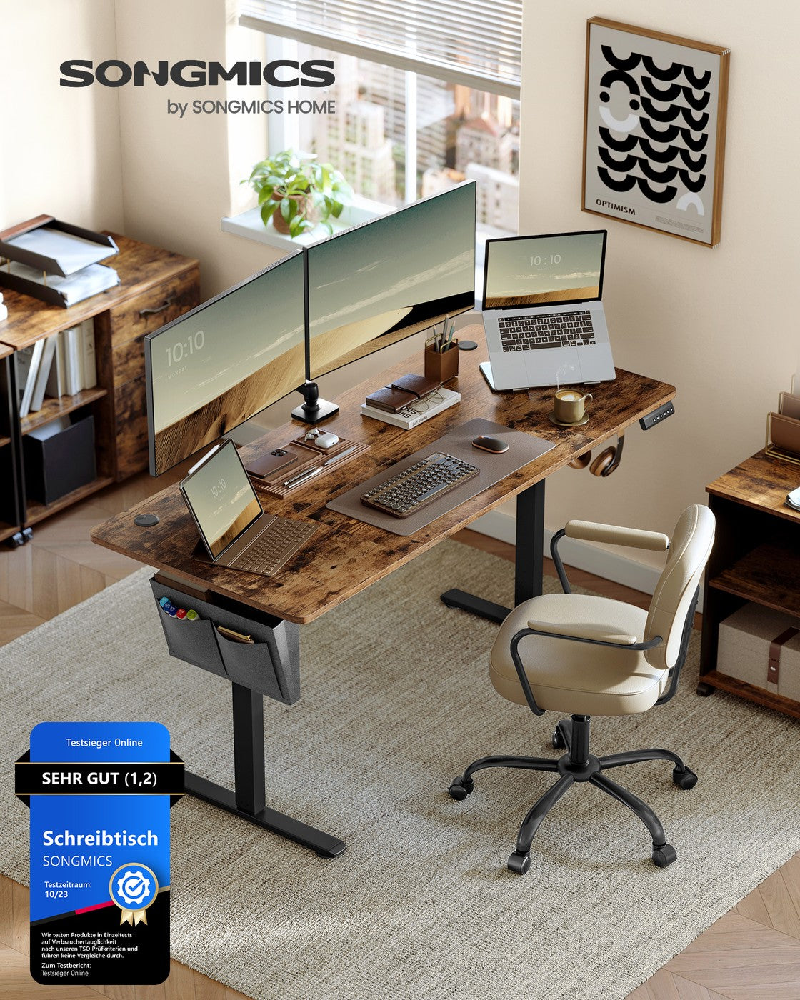 Höhenverstellbarer Schreibtisch elektrisch 70 x 160 x (72-120) cm