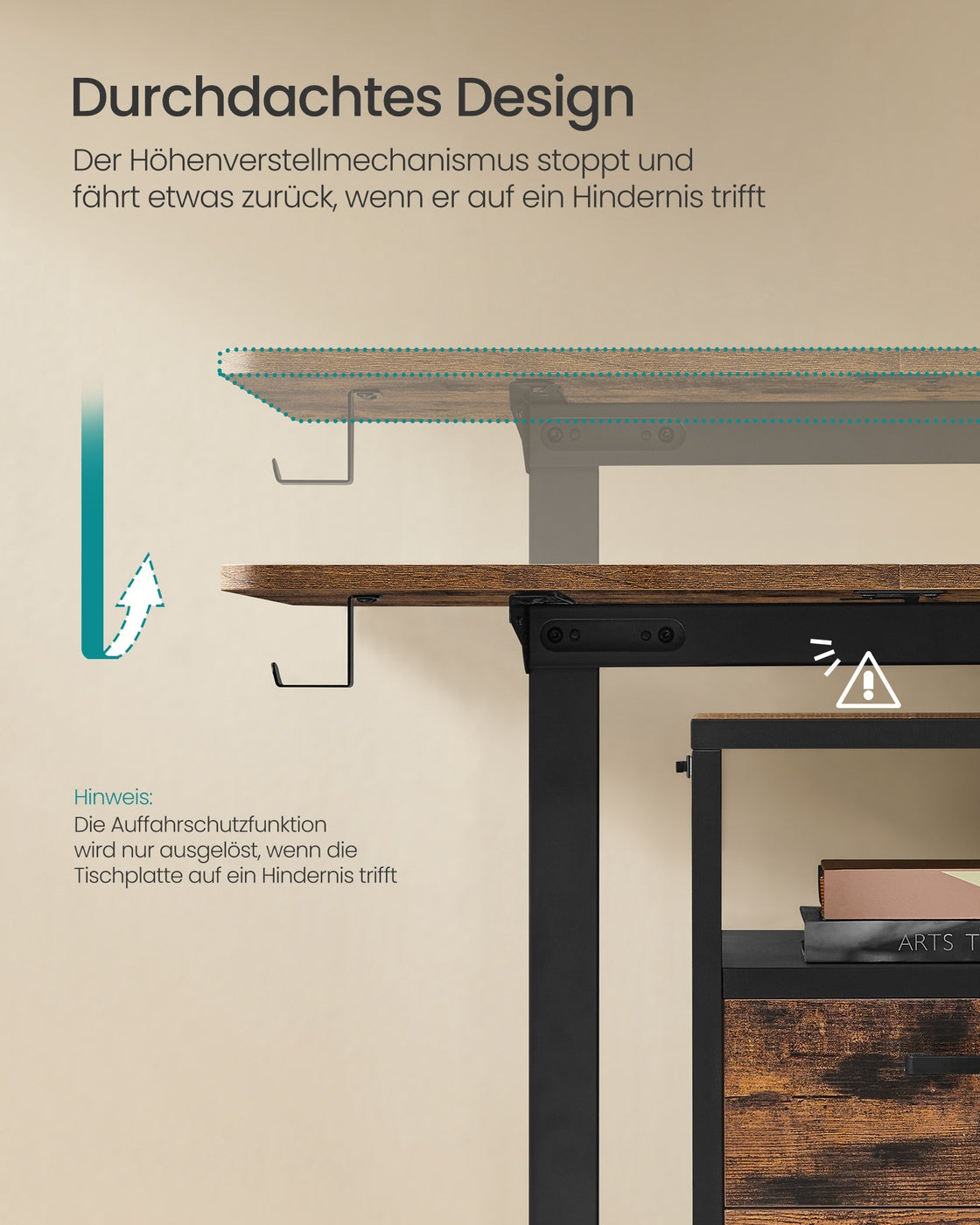 Höhenverstellbarer Schreibtisch elektrisch 70 x 160 x (72-120) cm