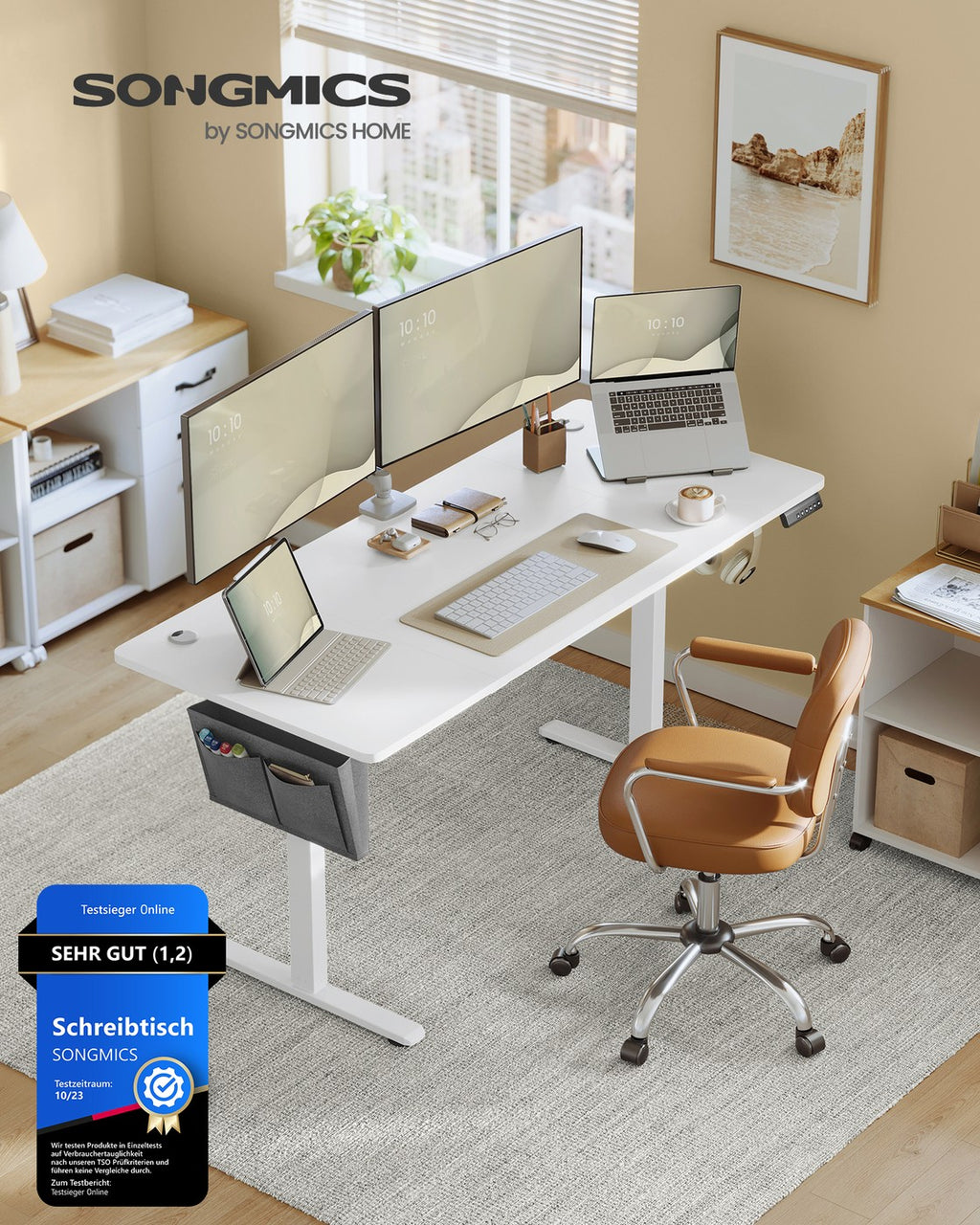 Höhenverstellbarer Schreibtisch elektrisch 70 x 160 x (72-120) cm